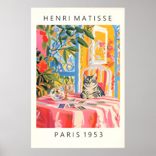 Matisse Stijl Kat Tarot Print Roze Dopamine