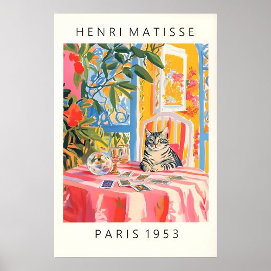 Matisse Stijl Kat Tarot Print Roze Dopamine (Voorkant)