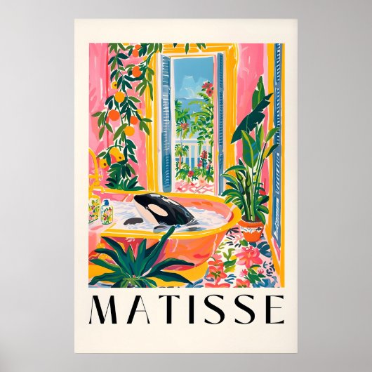 Matisse stijl orka in badkuip print tropisch (Voorkant)