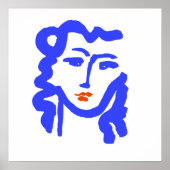 Matisse Style Blue Face Girl Poster (Voorkant)