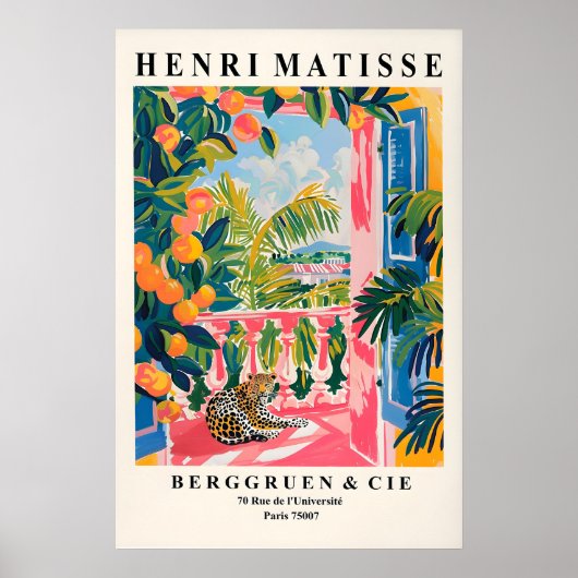 Matisse Style Leopard Print Pink Balcony, Beachy (Voorkant)