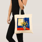 Matisse Style Yellow Flower Blue Orange Window ArT Tote Bag (Voorkant (product))