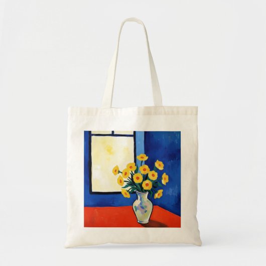 Matisse Style Yellow Flower Blue Orange Window ArT Tote Bag (Voorkant)