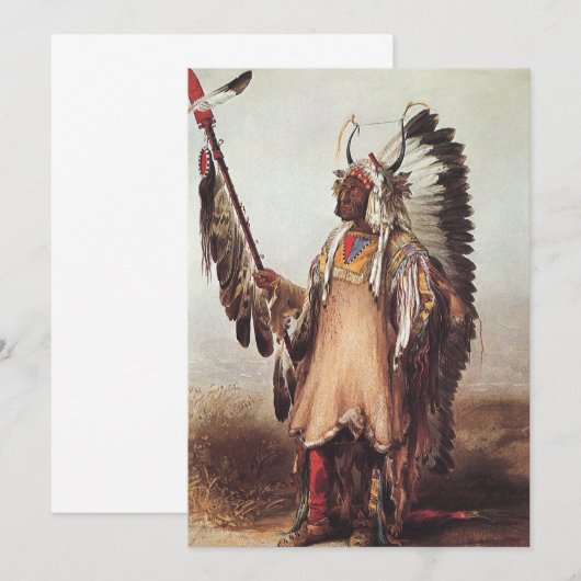 Mato-Tope, een Mandan Chief Portrait van Karl Bodm (Voorkant / Achterkant)