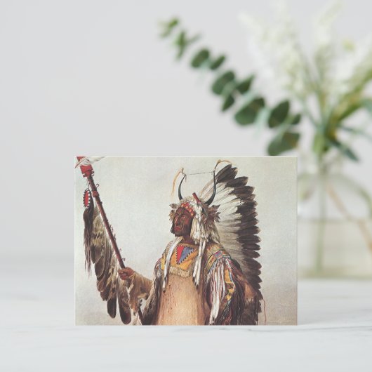 Mato-Tope, een Mandan Chief Portrait van Karl Bodm Briefkaart (Staand voorkant)