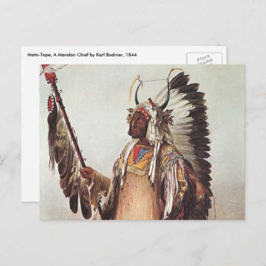 Mato-Tope, een Mandan Chief Portrait van Karl Bodm Briefkaart (Voorkant / Achterkant)