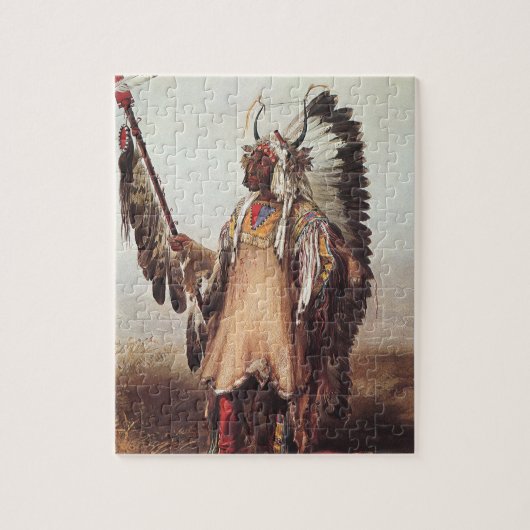 Mato-Tope, een Mandan Chief Portrait van Karl Bodm Legpuzzel (Verticaal)
