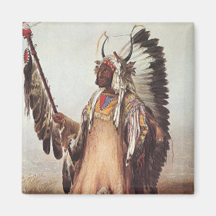 Mato-Tope, een Mandan Chief Portrait van Karl Bodm Magneet