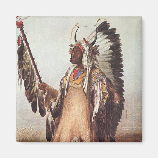 Mato-Tope, een Mandan Chief Portrait van Karl Bodm Magneet (Voorkant)