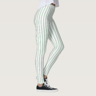 Matras Ticking Gestreept Patroon Mos Groen Wit Leggings