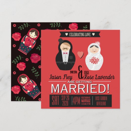 Matreshka Wedding Invitations Save The Date (Voorkant / Achterkant)