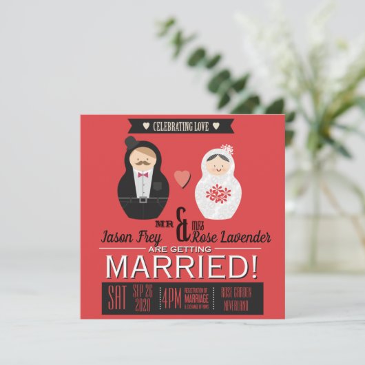 Matreshka Wedding Invitations Save The Date (Staand voorkant)
