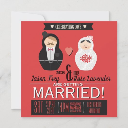 Matreshka Wedding Invitations Save The Date (Voorkant)
