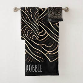 Matrijs snijdt gestileerd hout Monochrom modern pa Bad Handdoek