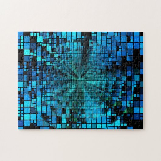 Matrix blauwe pixels | Vortex-verlichting Legpuzzel (Horizontaal)