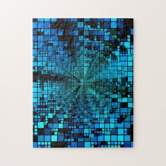 Matrix blauwe pixels | Vortex-verlichting Legpuzzel (Verticaal)