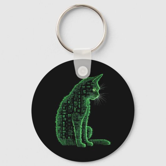 Matrix Cat Art Sleutelhanger (Voorkant)