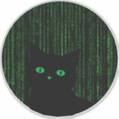 matrix cat, the matrix rain code, binary code sticker (Voorkant)