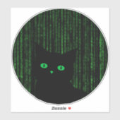 matrix cat, the matrix rain code, binary code sticker (Vel)