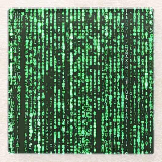 Matrix code Be a warrior againt the system Glazen Onderzetter (Voorkant)