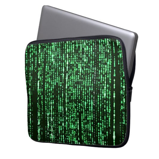Matrix code Be a warrior againt the system Laptop Sleeve (Voorkant Links)