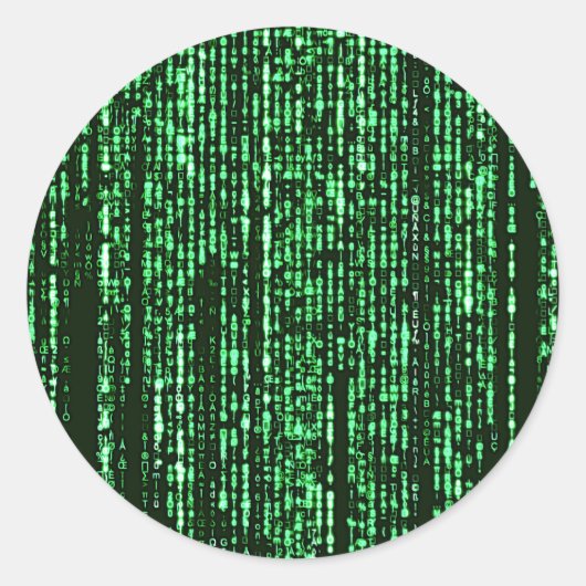 Matrix code Be a warrior againt the system Ronde Sticker (Voorkant)