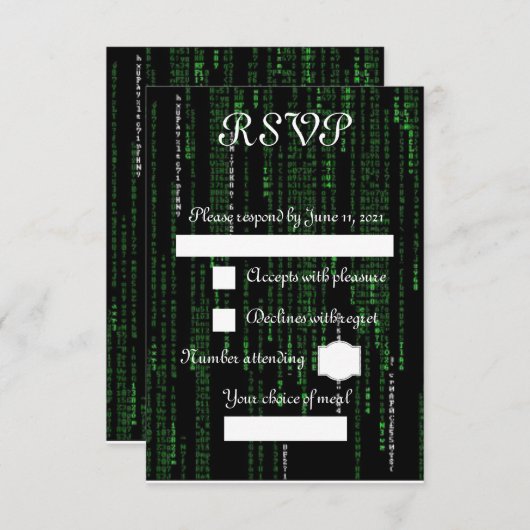 Matrix-code RSVP Kaartje (Voorkant / Achterkant)