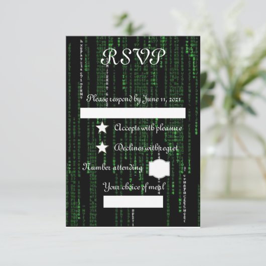 Matrix-code RSVP Kaartje (Staand voorkant)