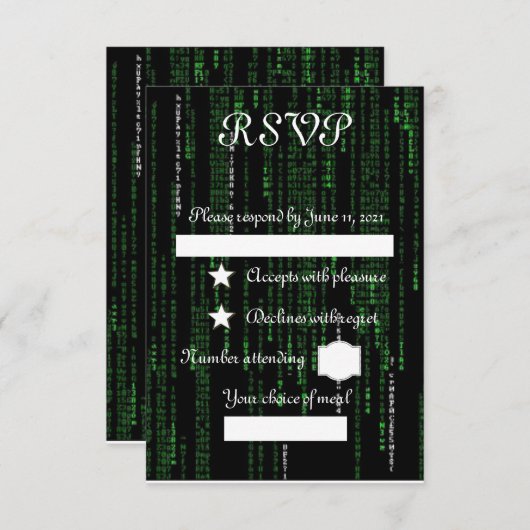 Matrix-code RSVP Kaartje (Voorkant / Achterkant)
