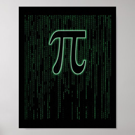 Matrix Inspired PI Day 3.14 Nummer PI-symbool Wisk Poster (Voorkant)