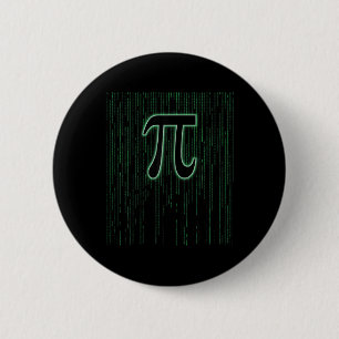 Matrix Inspired PI Day 3.14 Nummer PI-symbool Wisk Ronde Button 5,7 Cm