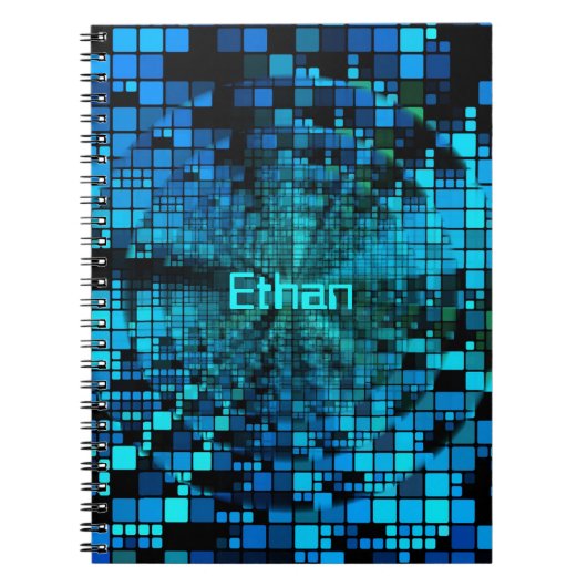Matrix met blauwe pixels | Gepersonaliseerd Notiti Notitieboek (Voorkant)