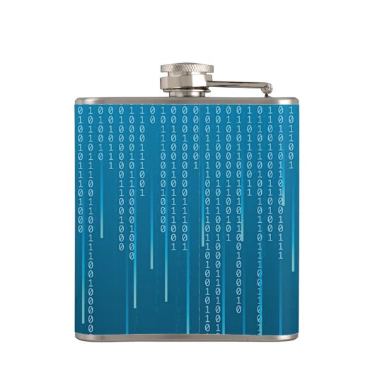 Matrix patroon in blauw heupfles (Achterkant)