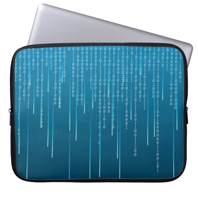 Matrix patroon in blauw laptop sleeve (Voorkant)