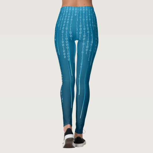 Matrix patroon in blauw leggings (Achterkant)
