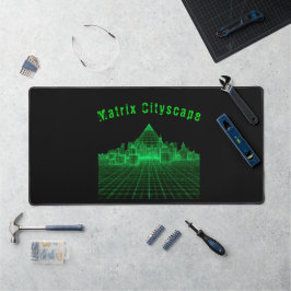 Matrix Stadslandschap Neon Groen Cyberpunk Systeem Bureaumat