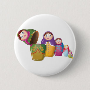 Matroesjka pop - Russisch nest poppen patroon Ronde Button 5,7 Cm