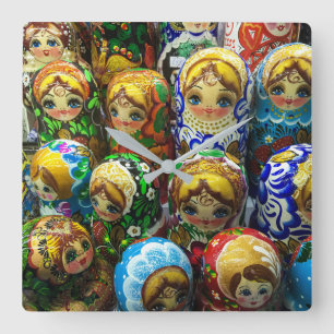 Matroesjka-poppen Souvenir Kraampje Reis Foto Vierkante Klok