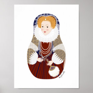 Matroesjka-poster van Koningin Elizabeth I van Eng Poster