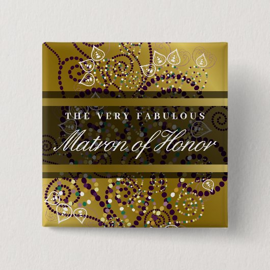 MATRON HONOR Boho Spirals Gold Wedding Button (Voorkant)