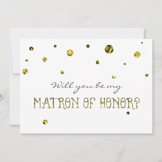 MATRON HONOR White & Gold Glitter Stip Kaart (Voorkant)