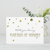 MATRON HONOR White & Gold Glitter Stip Kaart (Staand voorkant)
