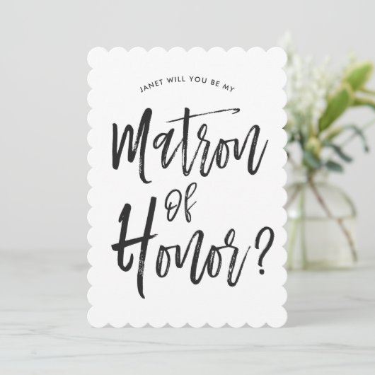 Matron of Honor | Aangepaste bruiloft in Script-st Kaart (Staand voorkant)