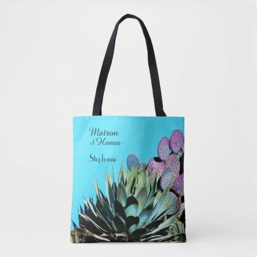 Matron of Honor, Agave & Cactus Persoonlijke naam Tote Bag (Voorkant)