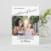 Matron of Honor Black and White Photo Voorstel Kaart (Staand voorkant)