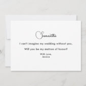 Matron of Honor Black White Uitnodiging (Achterkant)