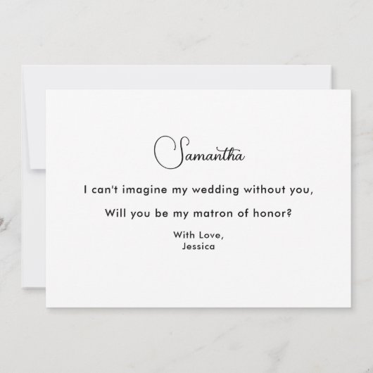 Matron of Honor Black White Uitnodiging (Achterkant)