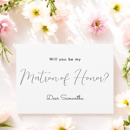 Matron of Honor Black White Uitnodiging