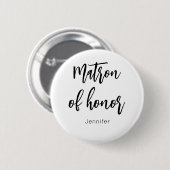 Matron of Honor Black White Wedding Button (Voorkant /achterkant)