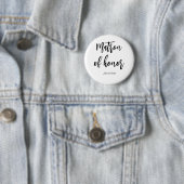 Matron of Honor Black White Wedding Button (In situ)